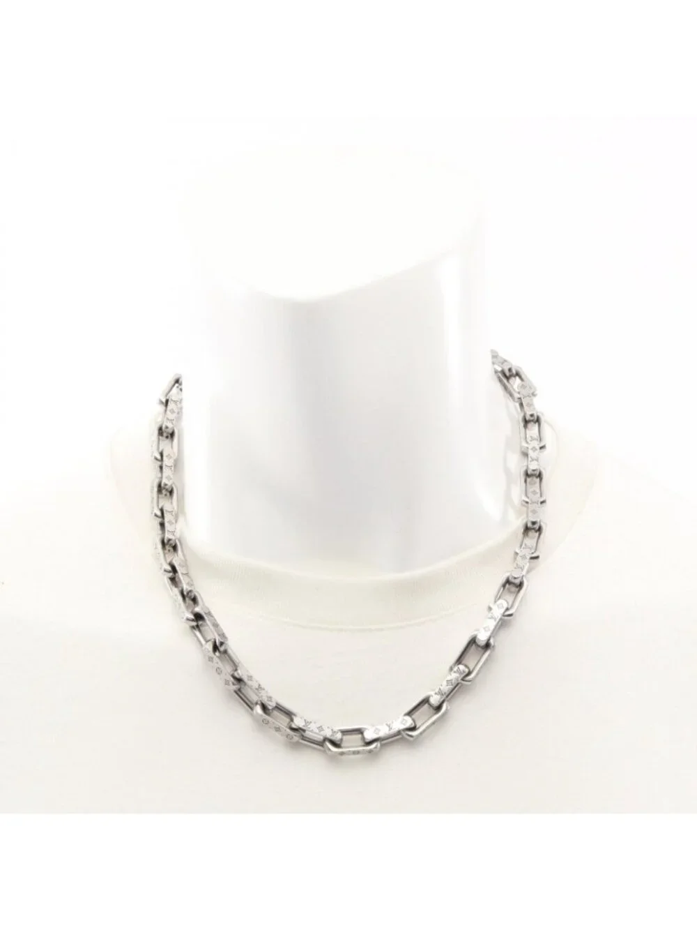 Louis Vuitton Necklace Collier Chain Monogram Silver Stainless Steel